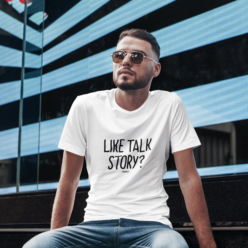"LIKE TALK STORY?" Men’s Pidginmoji Light Short Sleeve T-shirt