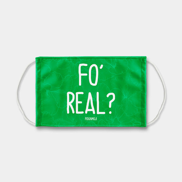 "FO' REAL?" PIDGINMOJI Face Mask (Green)