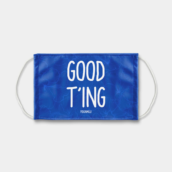 "GOOD T'ING" PIDGINMOJI Face Mask (Blue)