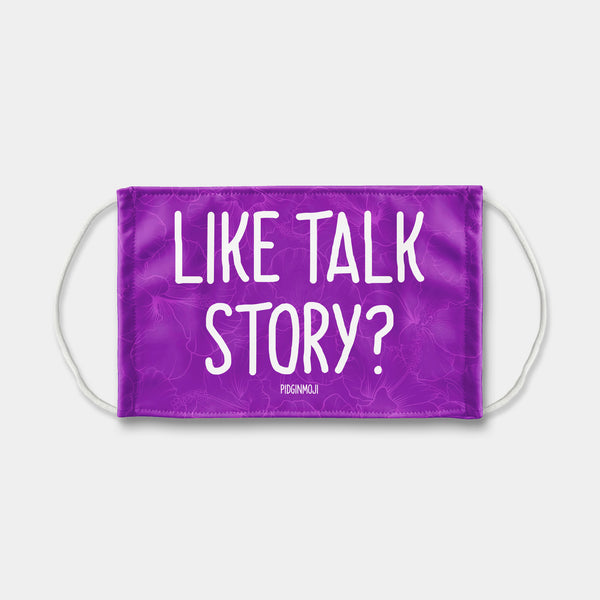"LIKE TALK STORY?" PIDGINMOJI Face Mask (Purple)