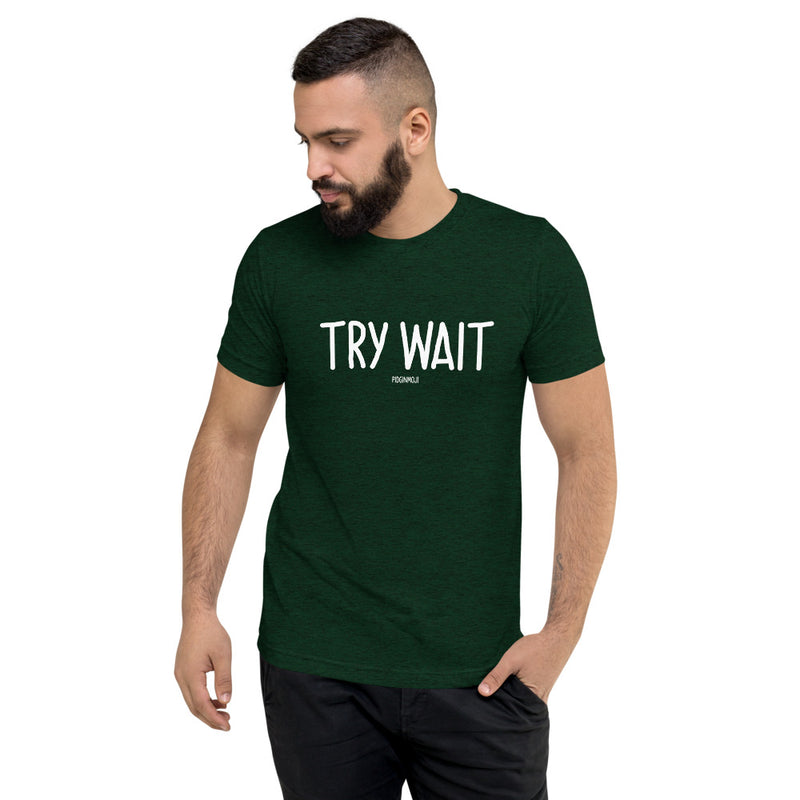 "TRY WAIT" Men’s Pidginmoji Dark Short Sleeve T-shirt