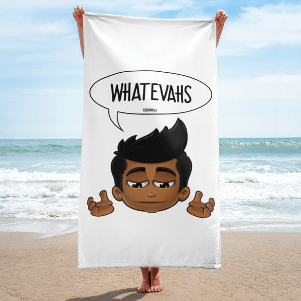 "WHATEVAHS" Original PIDGINMOJI Characters Beach Towel