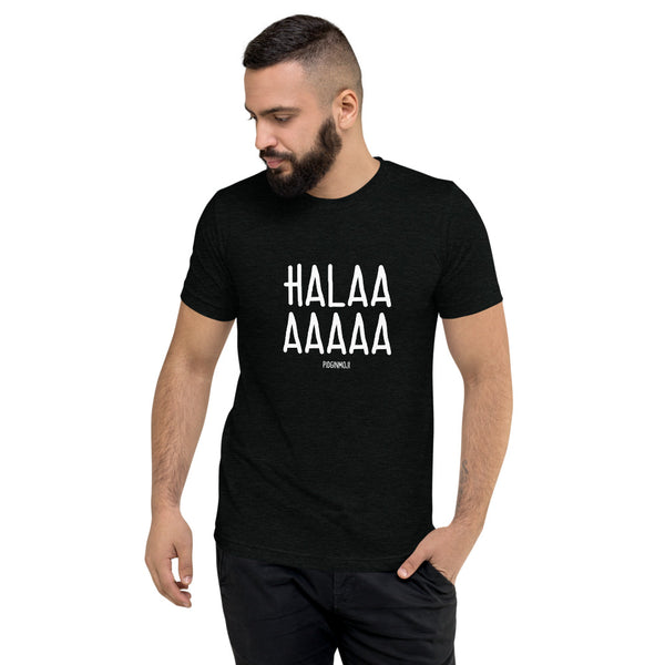 "HALAAAAAAA" Men’s Pidginmoji Dark Short Sleeve T-shirt