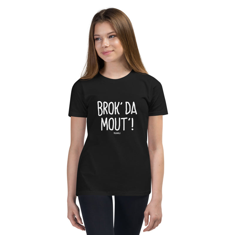 "BROK' DA MOUT'!" Youth Pidginmoji Dark Short Sleeve T-shirt