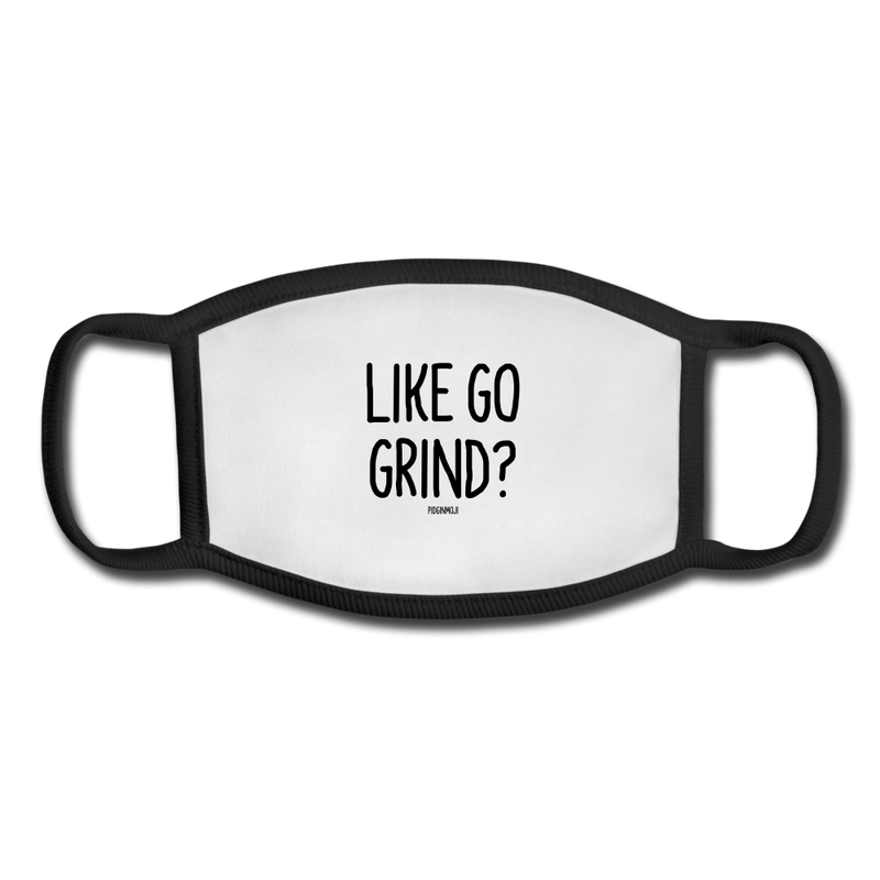 "LIKE GO GRIND?" Pidginmoji Face Mask (White) - white/black