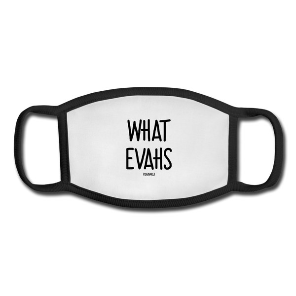 "WHAT EVAHS" Pidginmoji Face Mask (White) - white/black
