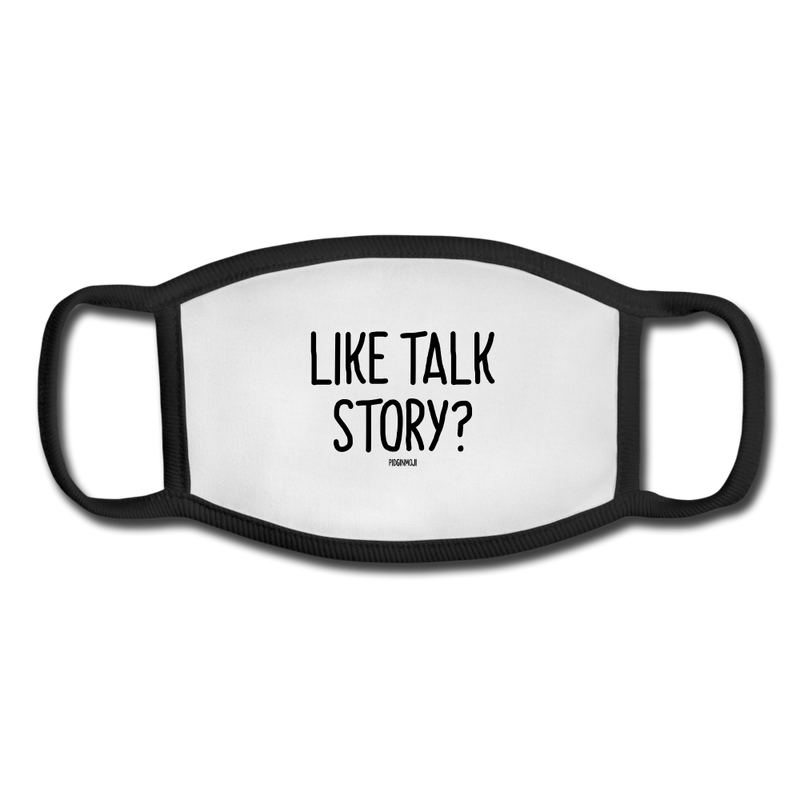 "LIKE TALK STORY?" Pidginmoji Face Mask (White) - white/black