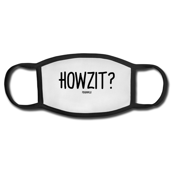 "HOWZIT?" PIDGINMOJI FACE MASK FOR ADULTS (WHITE) - white/black