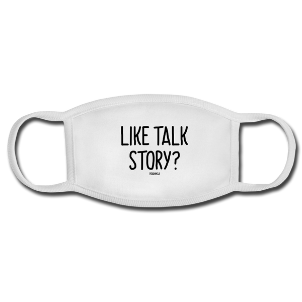 "LIKE TALK STORY?" PIDGINMOJI FACE MASK FOR ADULTS (WHITE) - white/white