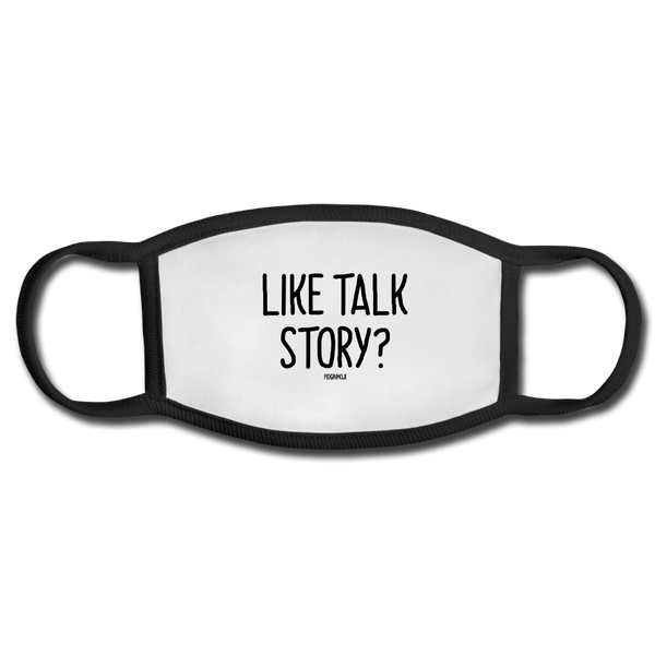 "LIKE TALK STORY?" PIDGINMOJI FACE MASK FOR ADULTS (WHITE) - white/black