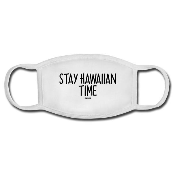 "STAY HAWAIIAN TIME" PIDGINMOJI FACE MASK FOR ADULTS (WHITE) - white/white