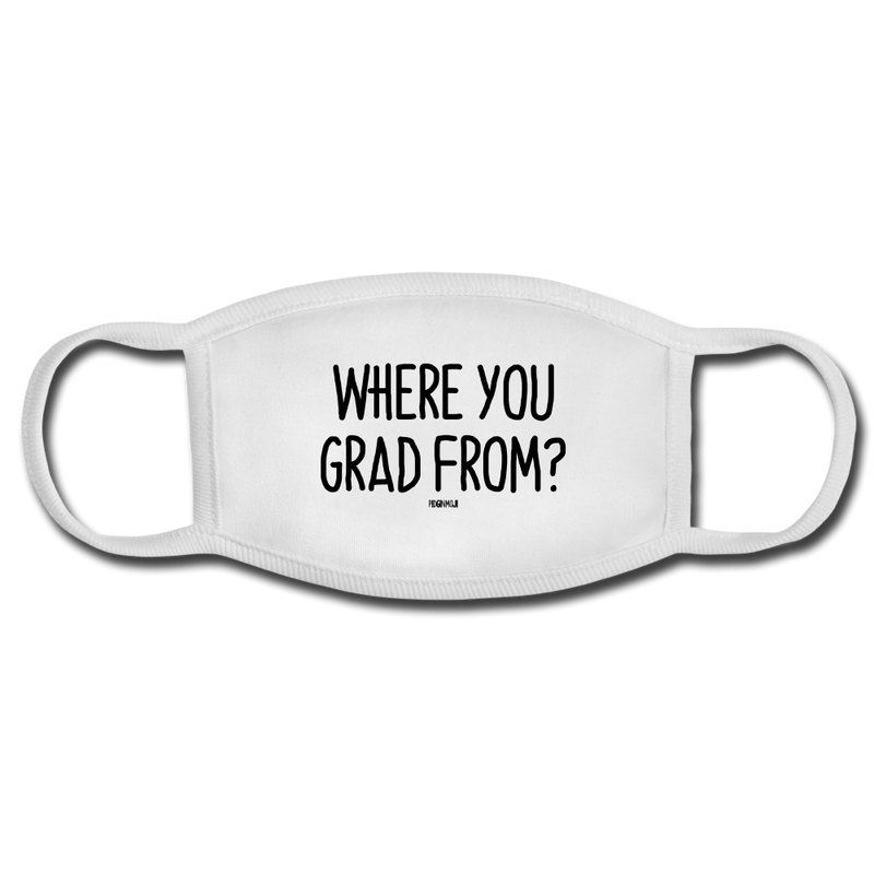 "WHERE YOU GRAD FROM?" PIDGINMOJI FACE MASK FOR ADULTS (WHITE) - white/white