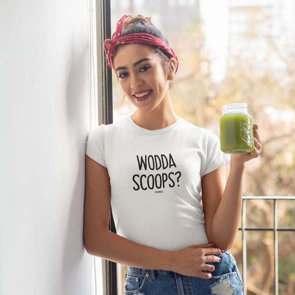 "WODDASCOOPS?" Women’s Pidginmoji Light Short Sleeve T-shirt