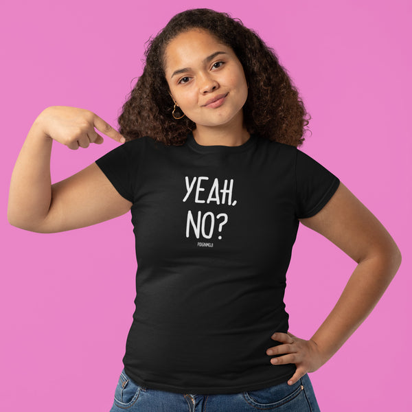 "YEAH, NO?" Women’s Pidginmoji Dark Short Sleeve T-shirt