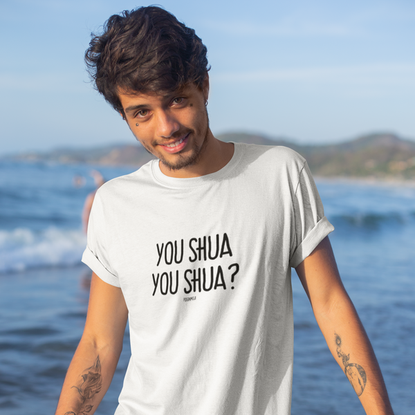 "YOU SHUA YOU SHUA?" Men’s Pidginmoji Light Short Sleeve T-shirt