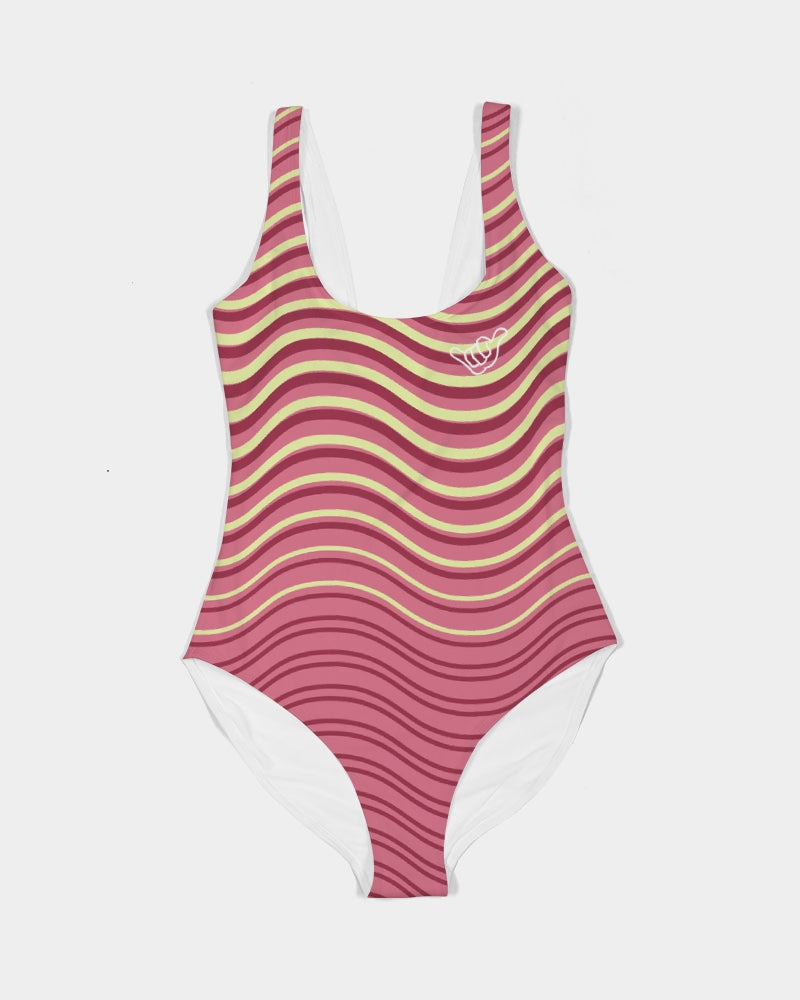 PIDGINMOJI Waves Swimsuit (Pink/Wine/Cream)