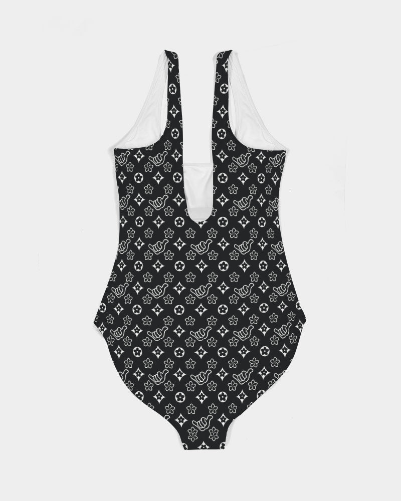 PIDGINMOJI Plumeria Swimsuit (Black)