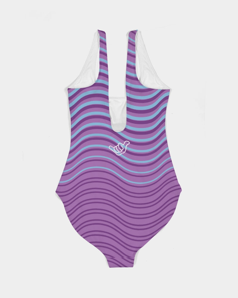 PIDGINMOJI Waves Swimsuit (Purple/Dark Purple/Blue)