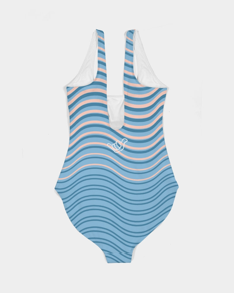 PIDGINMOJI Waves Swimsuit (Blue/Navy Blue/Pink)