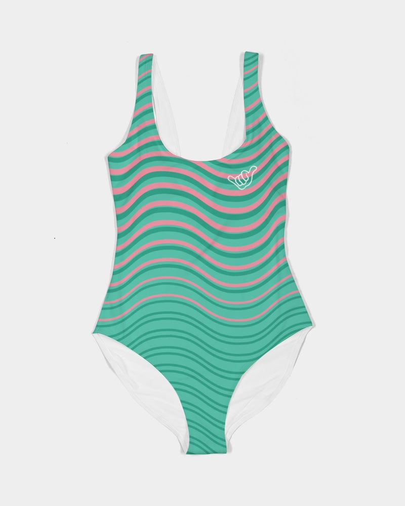 PIDGINMOJI Waves Swimsuit (Aquamarine/Teal/Pink)