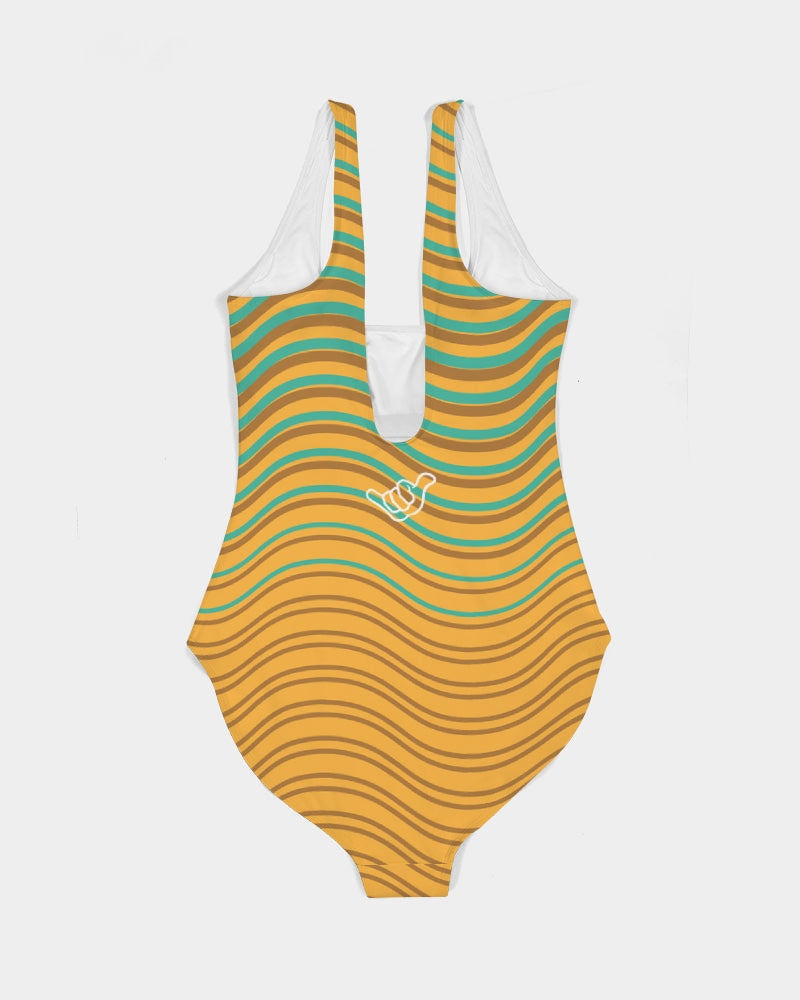 PIDGINMOJI Waves Swimsuit (Yellow/Brown/Aquamarine)