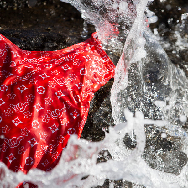 PIDGINMOJI Plumeria Swimsuit (Red)
