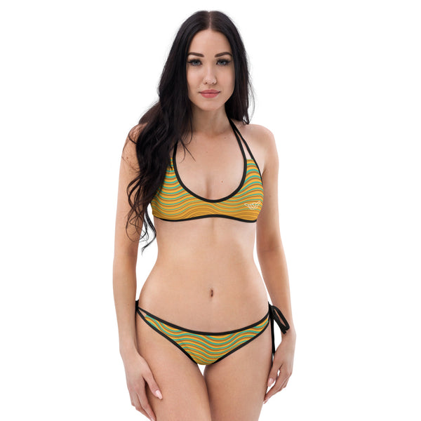 PIDGINMOJI Waves Sports Bikini (Yellow/Brown/Aquamarine)