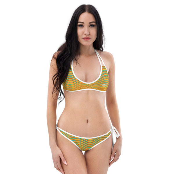 PIDGINMOJI Waves Sports Bikini (Yellow/Brown/Aquamarine)