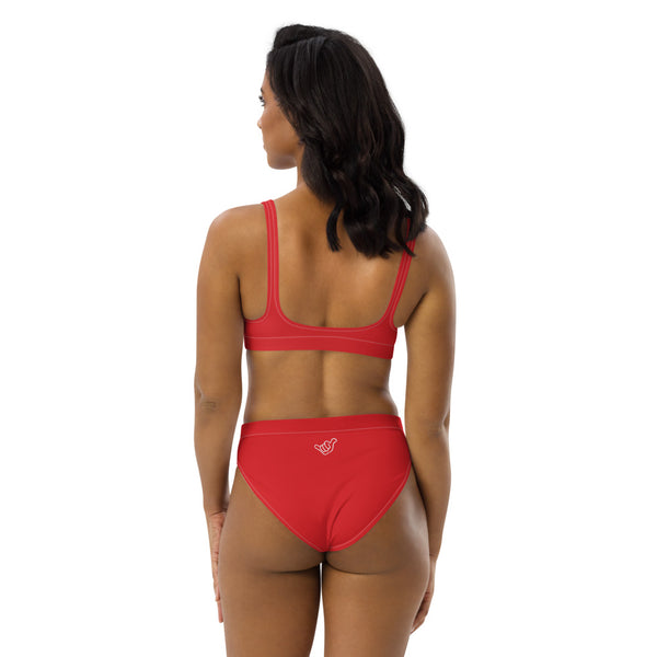 PIDGINMOJI Solid High-Waist Bikini (Red)