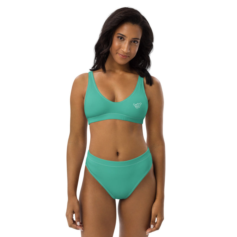 PIDGINMOJI Solid High-Waist Bikini (Aquamarine)