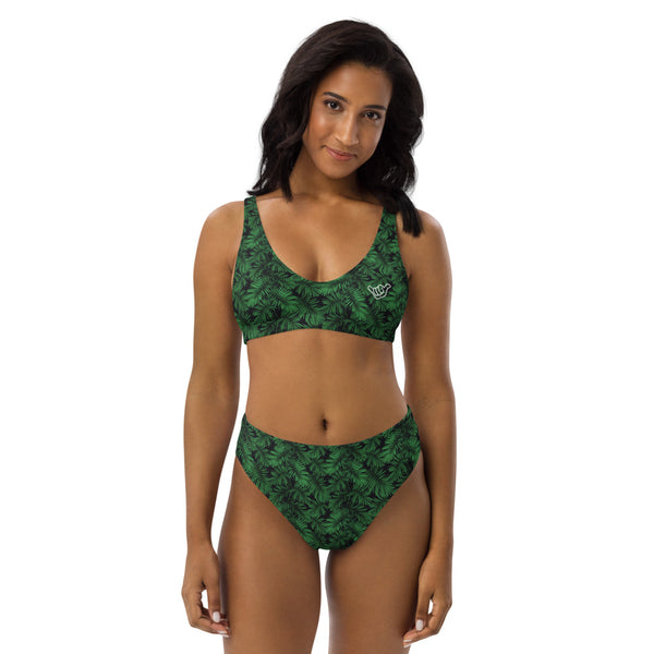 PIDGINMOJI Tropical High-Waist Bikini (Green)
