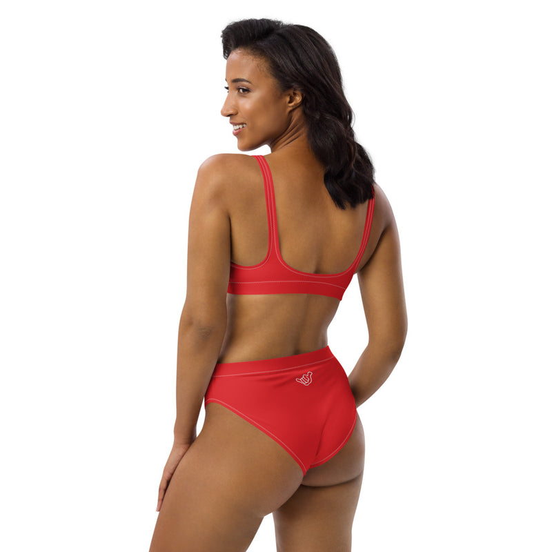 PIDGINMOJI Solid High-Waist Bikini (Red)