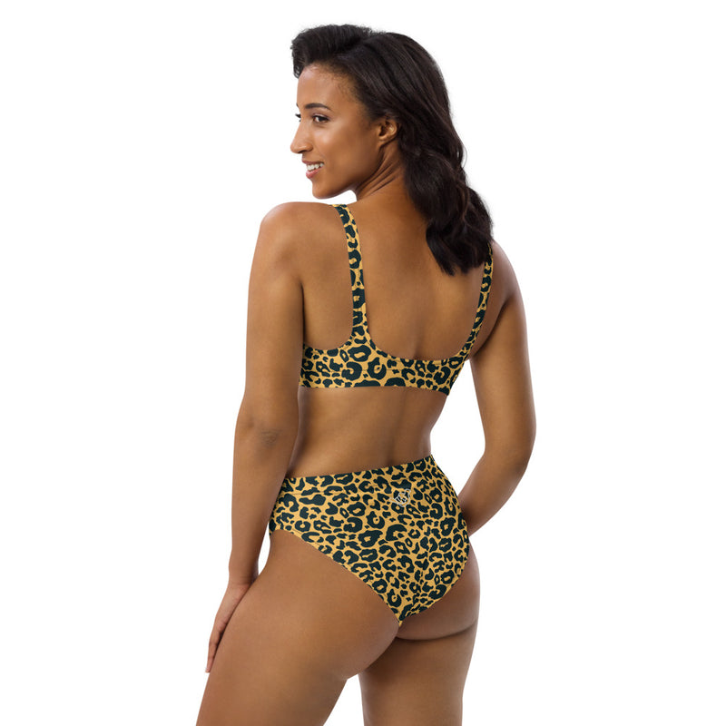 PIDGINMOJI Animal Print High-Waist Bikini (Leopard - Yellow)