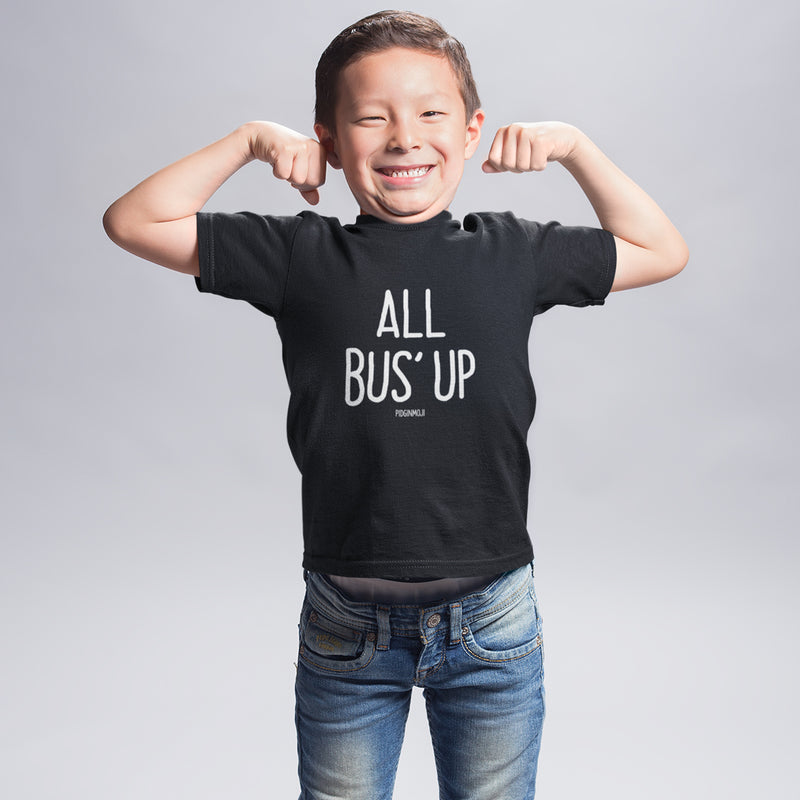 "ALL BUS' UP" Youth Pidginmoji Dark Short Sleeve T-shirt