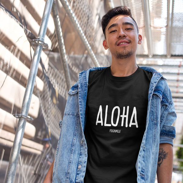 "ALOHA" Men’s Pidginmoji Dark Short Sleeve T-shirt