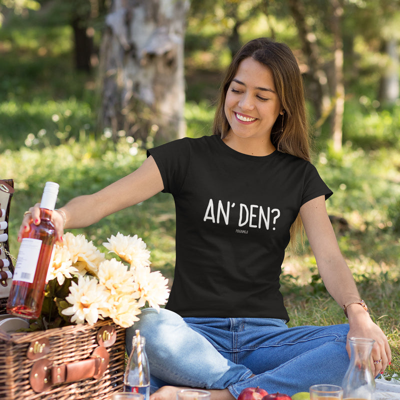 "AN' DEN?" Women’s Pidginmoji Dark Short Sleeve T-shirt