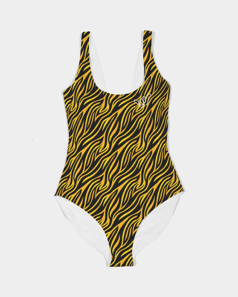PIDGINMOJI Animal Print One-Piece Swimsuit (Tiger - Yellow)