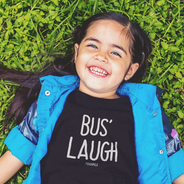 "BUS' LAUGH" Youth Pidginmoji Dark Short Sleeve T-shirt