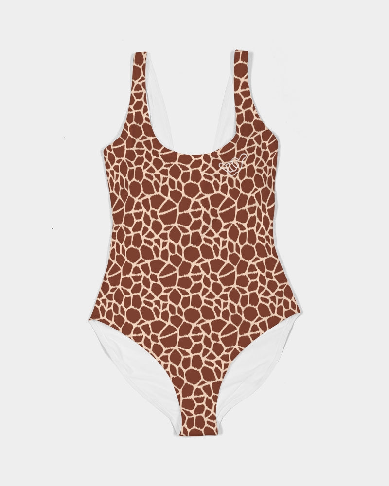 PIDGINMOJI Animal Print One-Piece Swimsuit (Giraffe - Dark)