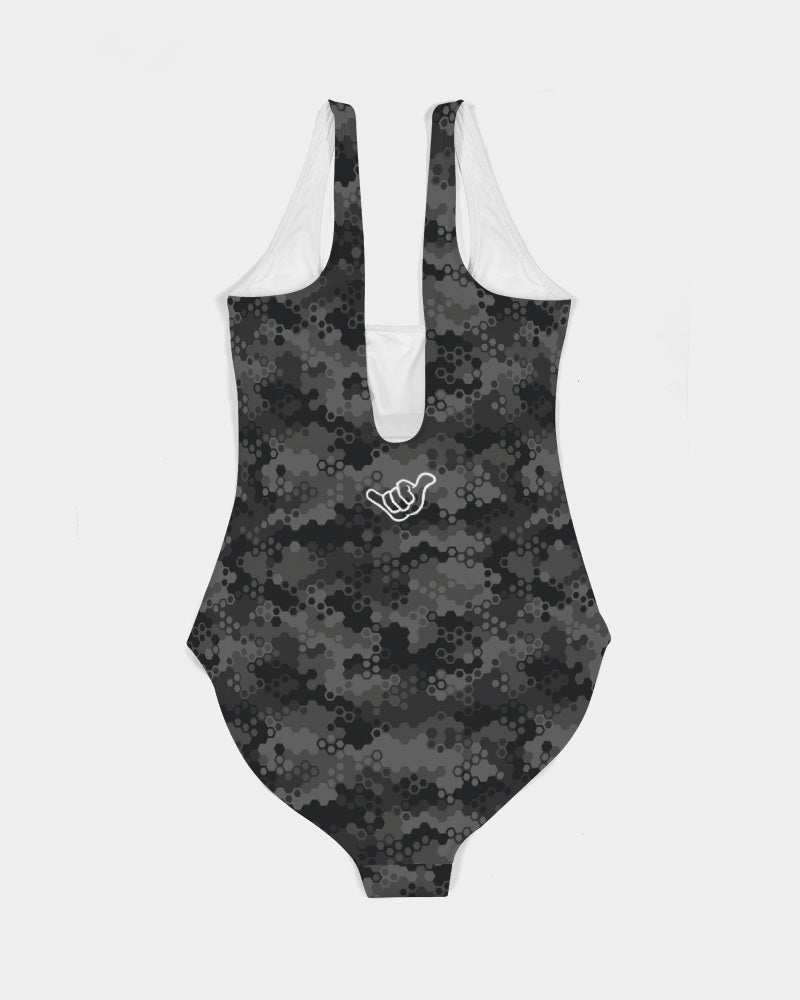 PIDGINMOJI Camo Swimsuit (Black/Dark Gray)