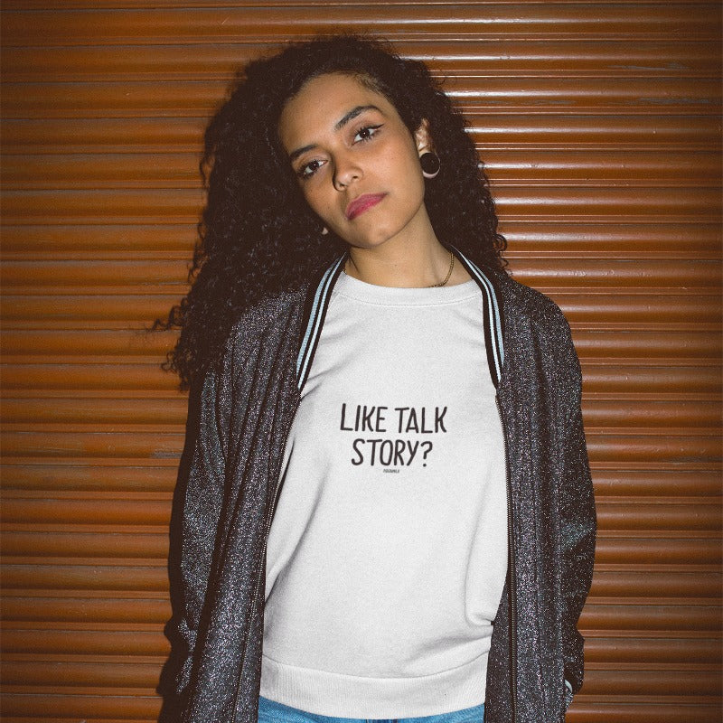"LIKE TALK STORY?" Women’s Pidginmoji Light Short Sleeve T-shirt
