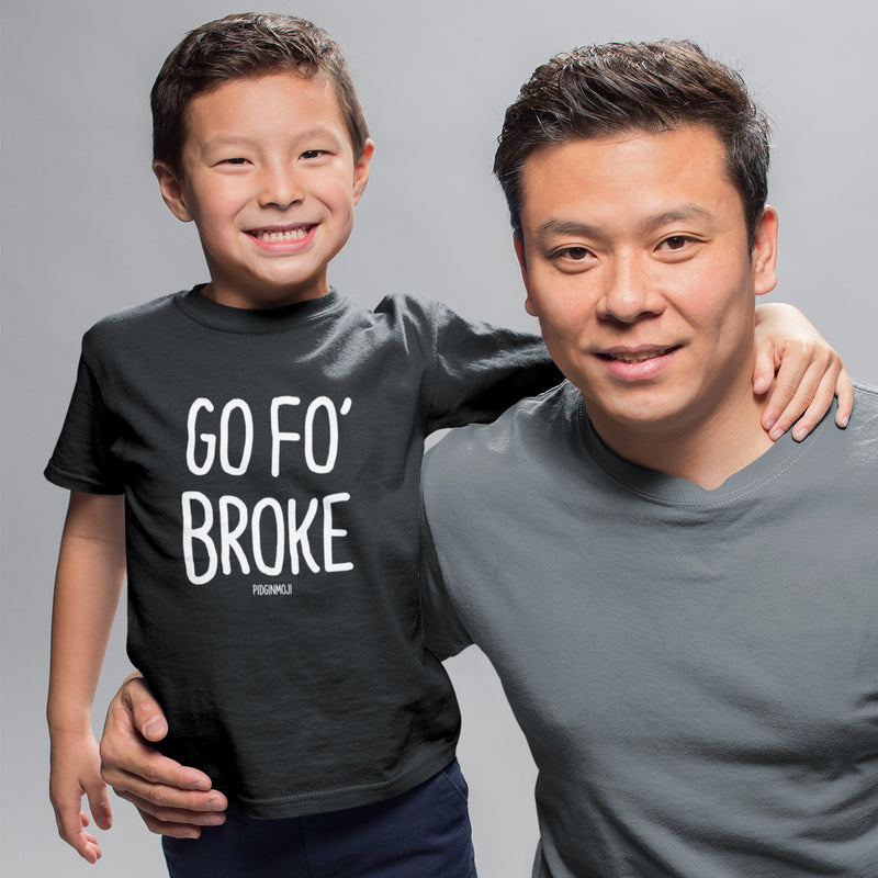 "GO FO’ BROKE" Youth Pidginmoji Dark Short Sleeve T-shirt