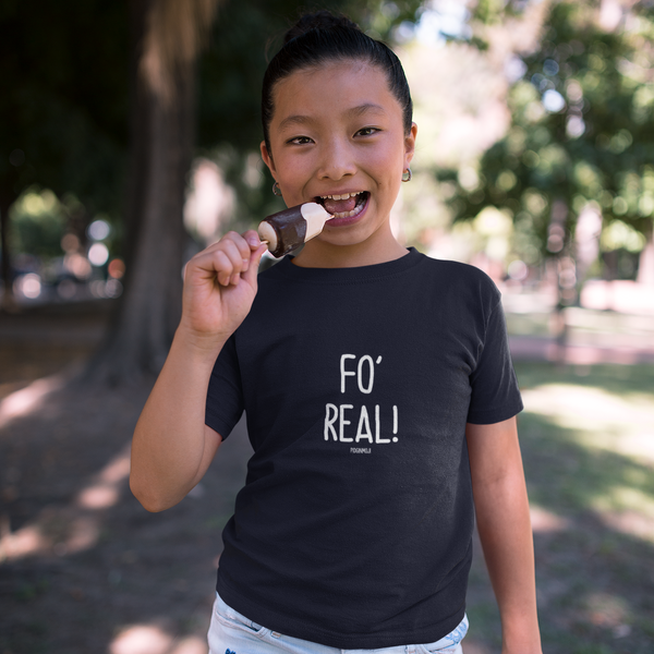 "FO' REAL!" Youth Pidginmoji Dark Short Sleeve T-shirt
