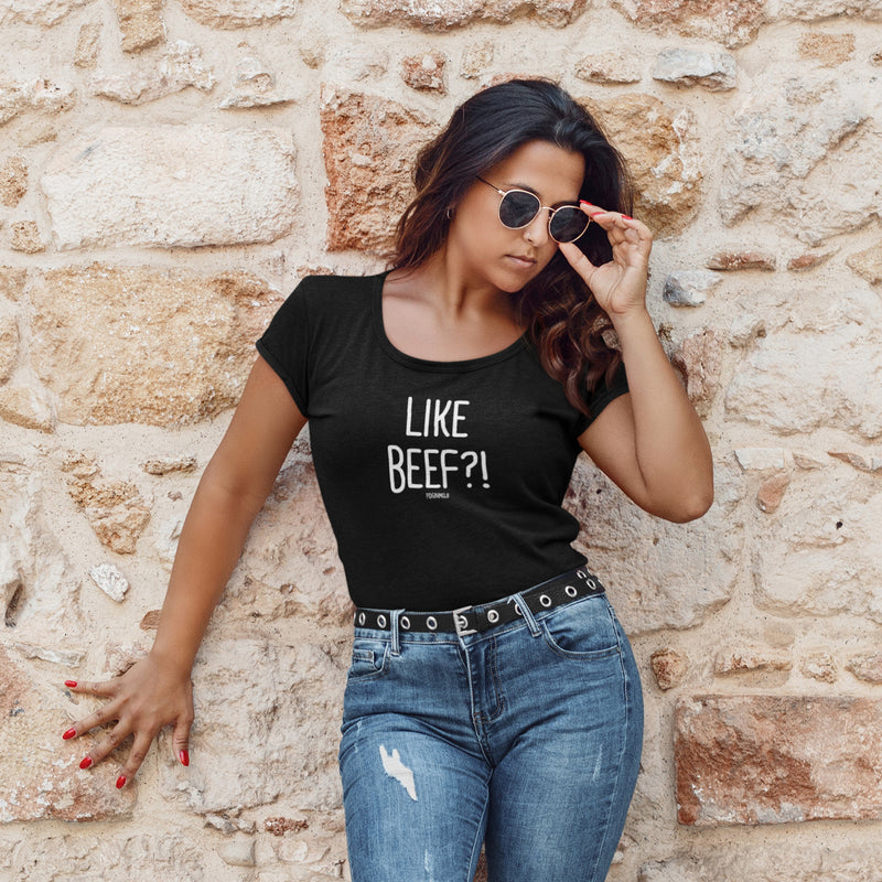"LIKE BEEF?!" Women’s Pidginmoji Dark Short Sleeve T-shirt