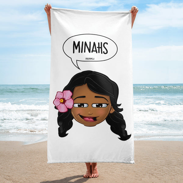 "MINAHS" Original PIDGINMOJI Characters Beach Towel