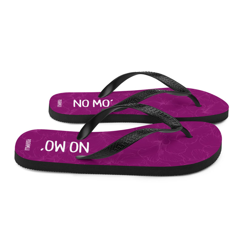 "NO MO'" PIDGINMOJI Hibiscus Slippahs (Pink)