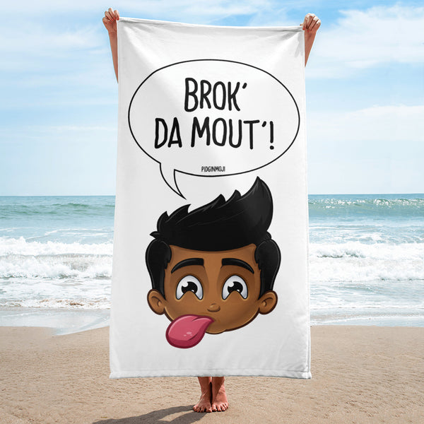 "BROK' DA MOUT'!" Original PIDGINMOJI Characters Beach Towel