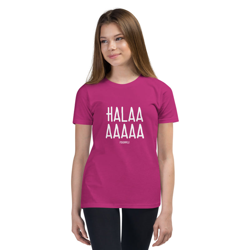 "HALAAAAAAA" Youth Pidginmoji Dark Short Sleeve T-shirt