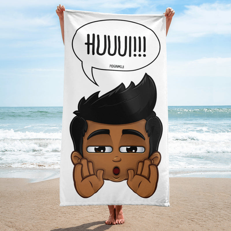 "HUUUI!!!" Original PIDGINMOJI Characters Beach Towel