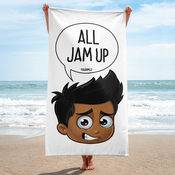 "ALL JAM UP" Original PIDGINMOJI Characters Beach Towel